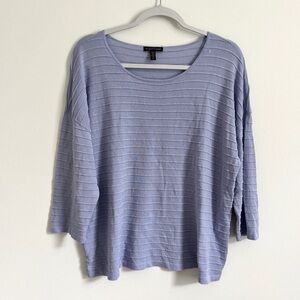 Eileen Fisher Women's Periwinkle 3/4 Boxy Dropped Shoulder Top Size Medium